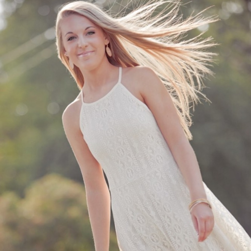 White lace dress.